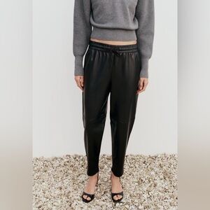 ZARA FAUX LEATHER JOGGING PANTS